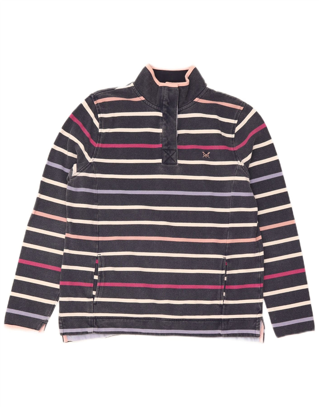 Crew Clothing Felpa da donna Maglione UK 12 Medium Navy Blue Striped