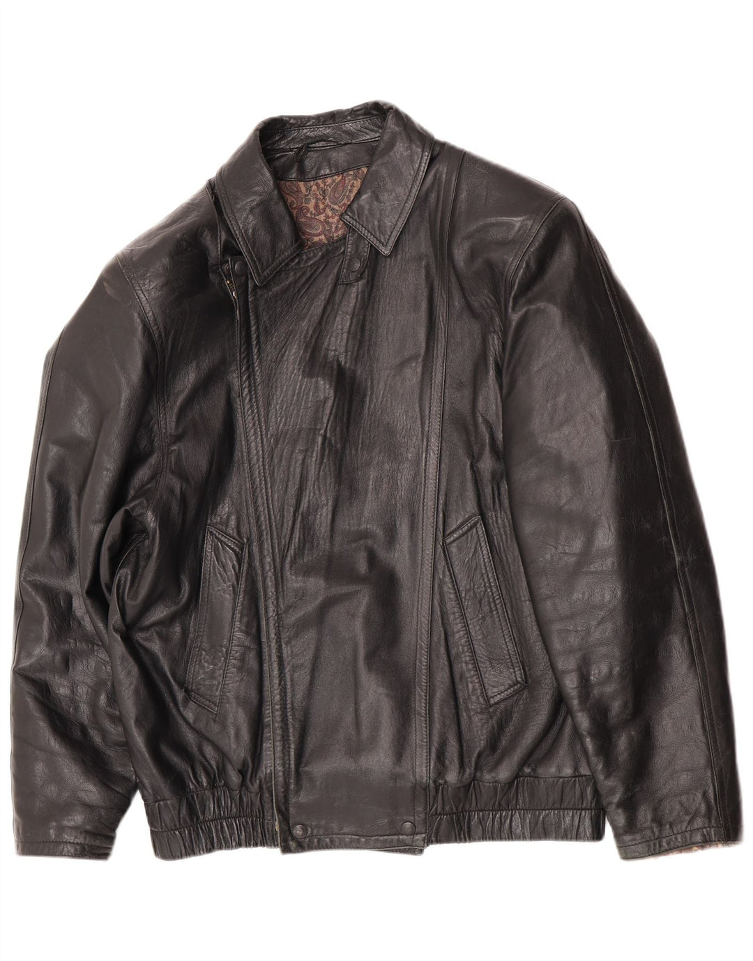 Giacca in pelle vintage da uomo UK 36 piccola in pelle nera