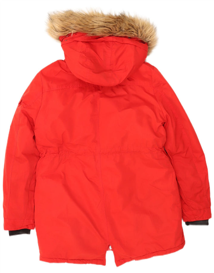 Giacca Parka da donna con cappuccio Superdry UK 14 Large Rosso Poliestere