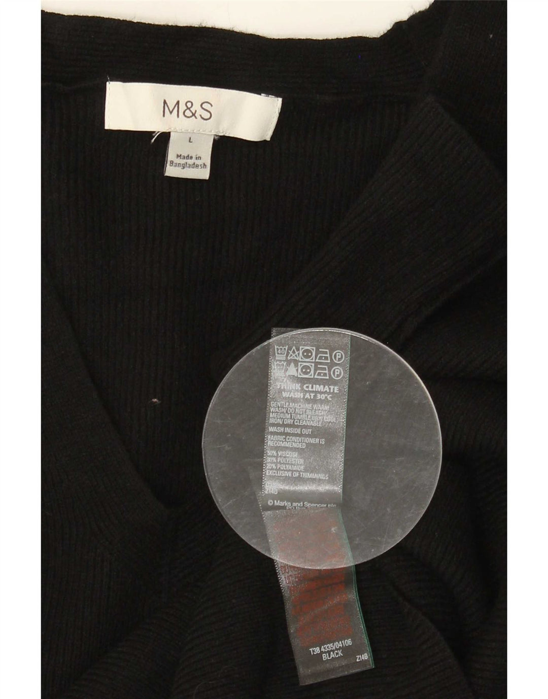 Marks & Spencer Top da donna manica 3/4 UK 14 Large Nero Viscosa