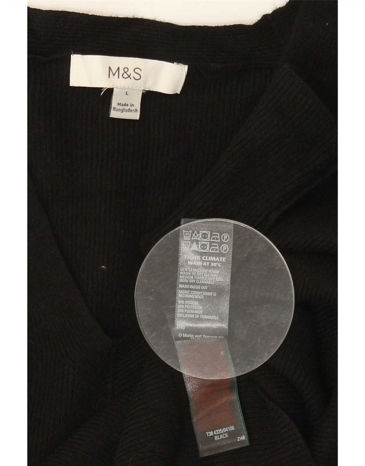 Marks & Spencer Top da donna manica 3/4 UK 14 Large Nero Viscosa