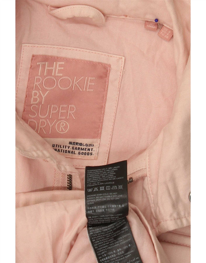 Giacca da donna con cappuccio Superdry UK 8 Small Rosa in cotone a spina di pesce