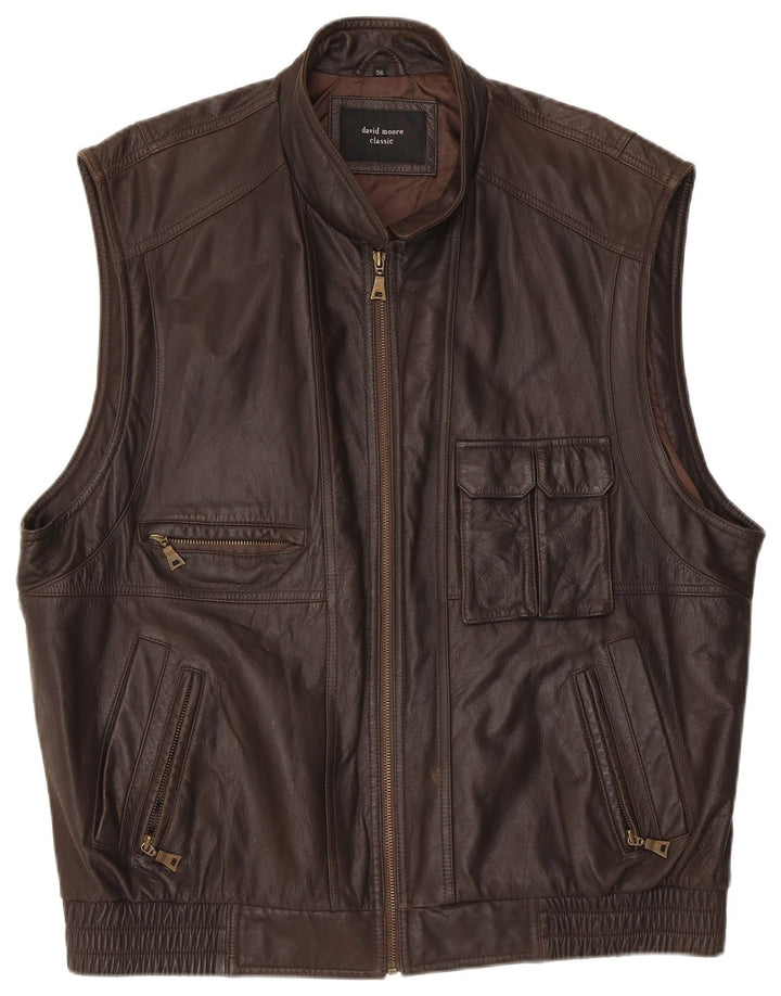 Gilet classico da uomo in pelle David Moore EU 56 3XL Pelle marrone