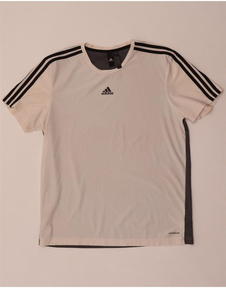 T-shirt Adidas Aeroready da uomo, grande, in poliestere color block bianco
