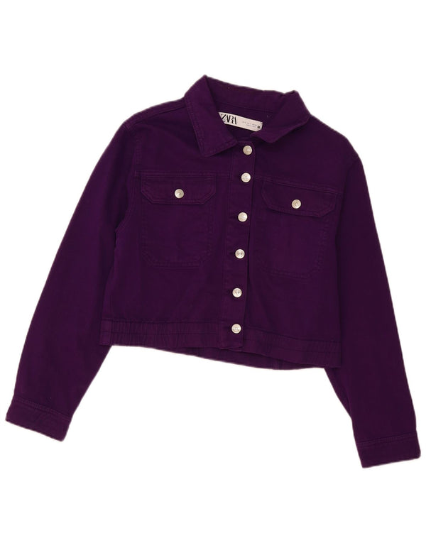 Giacca di jeans corta Zara da donna UK 10 piccola viola