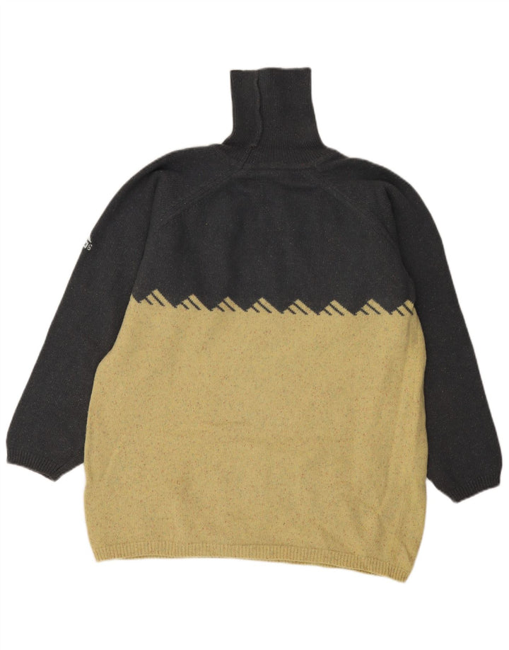 Adidas Uomo Maglione Dolcevita Maglione Piccolo Grigio Colorblock Lana