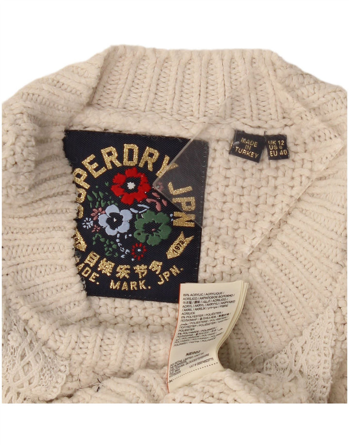 Maglione maglione girocollo oversize da donna Superdry UK 12 medio bianco sporco