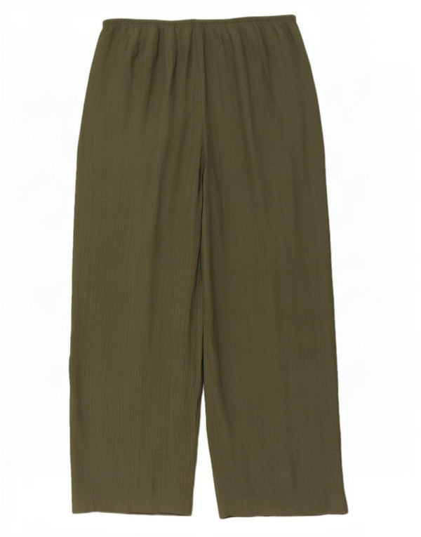 Pantaloni casual a gamba larga da donna Marks & Spencer UK 16 Large W36 L27 Cachi