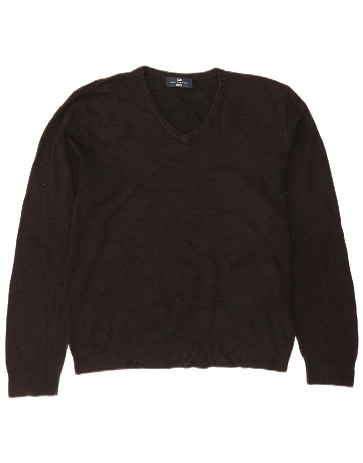 Maglione da uomo Marks & Spencer Blue Harbour con scollo a V grande acrilico nero