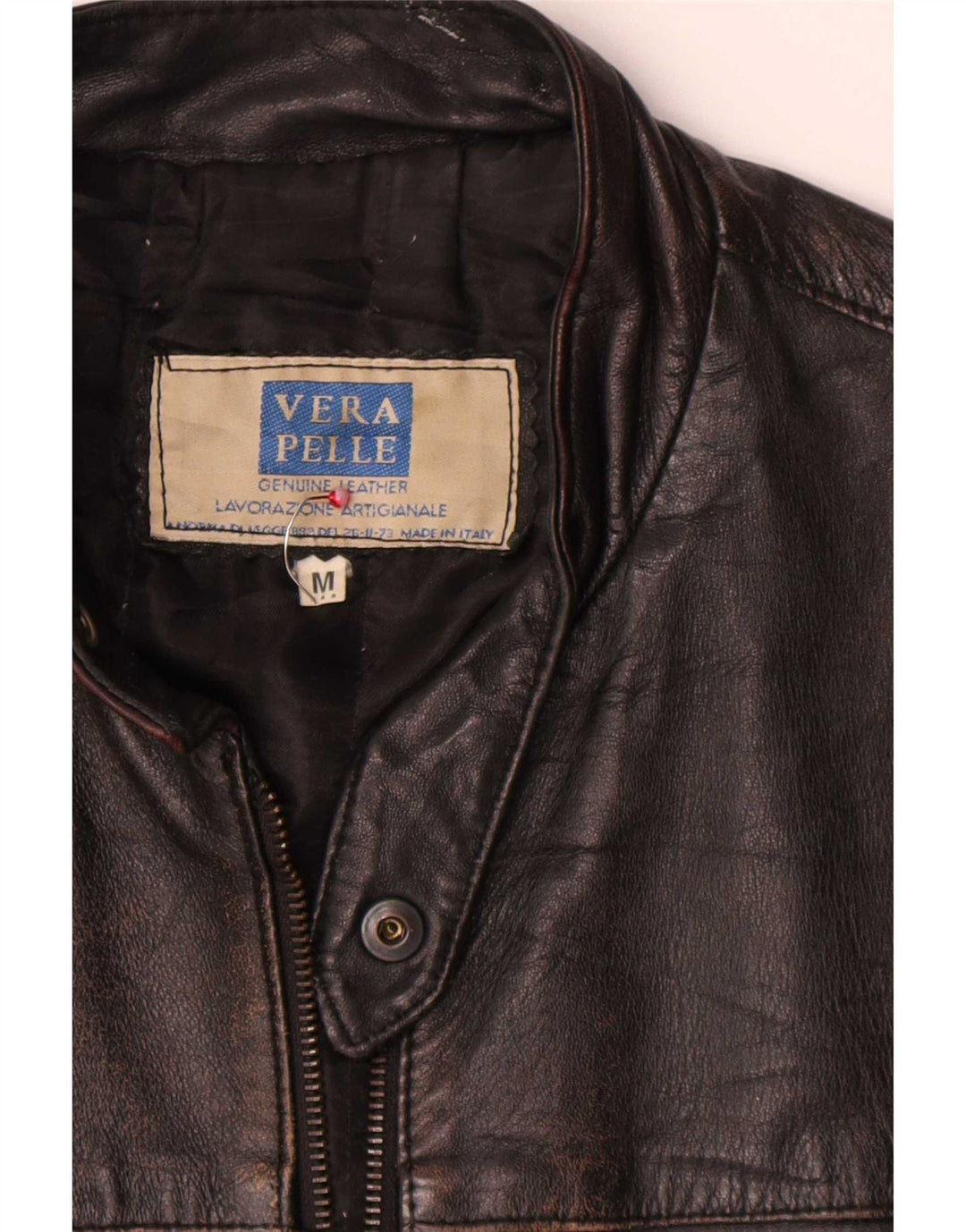Lavorazione Artigianale Giacca in Pelle da Uomo UK 38 Media Nera