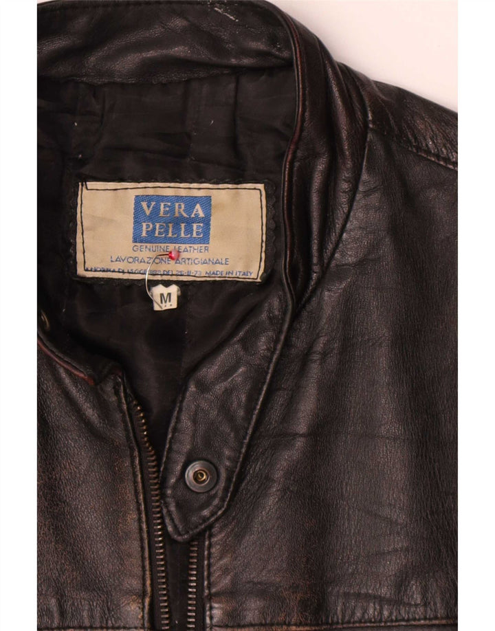 Lavorazione Artigianale Giacca in Pelle da Uomo UK 38 Media Nera