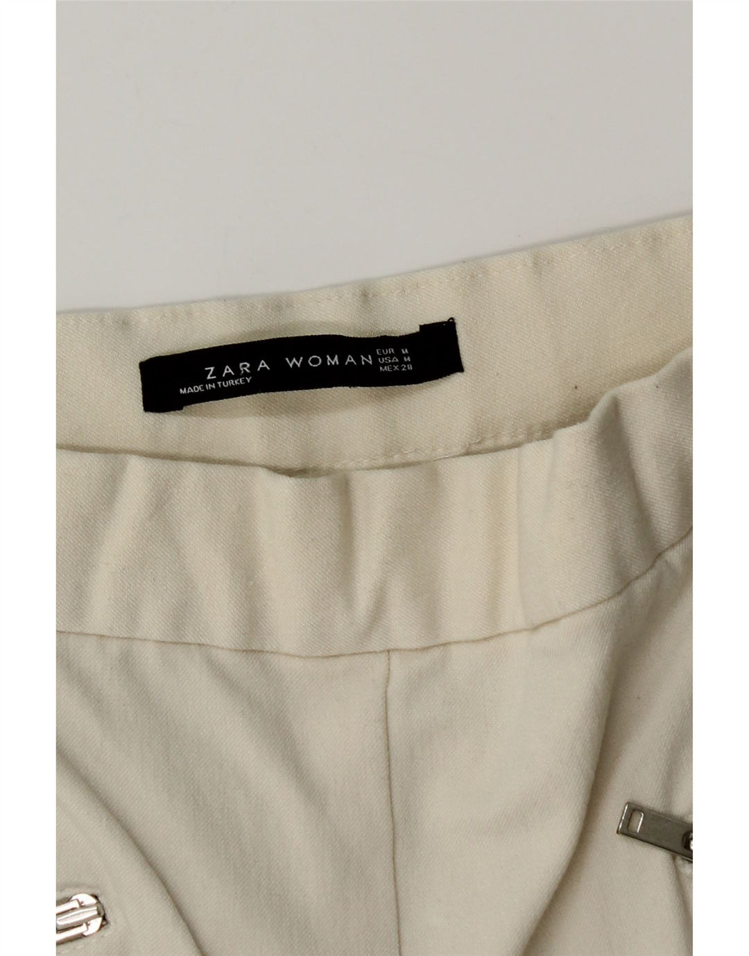 Pantaloni casual skinny da donna ZARA medi W28 L28 bianco sporco
