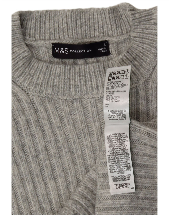 Maglione maglione girocollo da donna Marks & Spencer girocollo UK 10 piccolo grigio