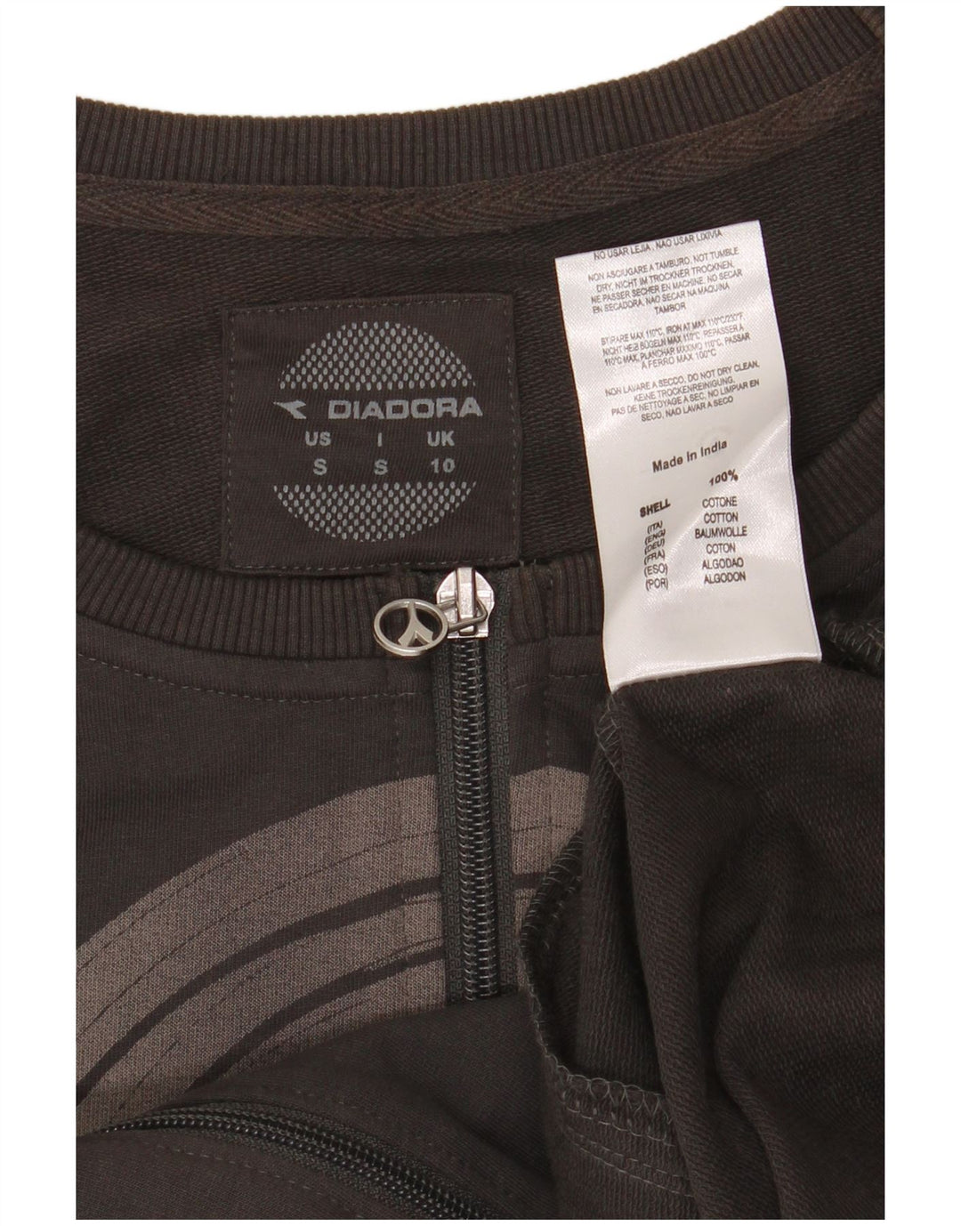 Giacca da tuta grafica oversize da donna Diadora UK 10 Small Nera