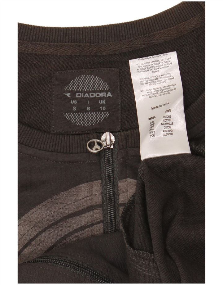 Giacca da tuta grafica oversize da donna Diadora UK 10 Small Nera