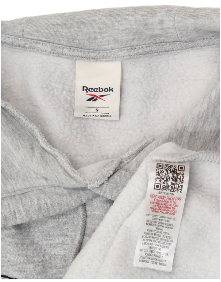 Maglione con cappuccio grafico da uomo Reebok piccolo in cotone grigio