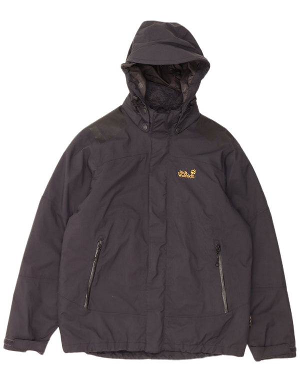 JACK WOLFSKIN Giacca a vento Sherpa da uomo con cappuccio UK 40/42 Large Nera