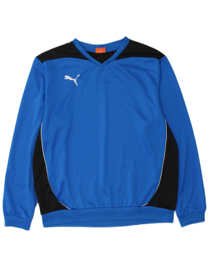 Felpa da uomo Puma Maglione grande blu in poliestere color block
