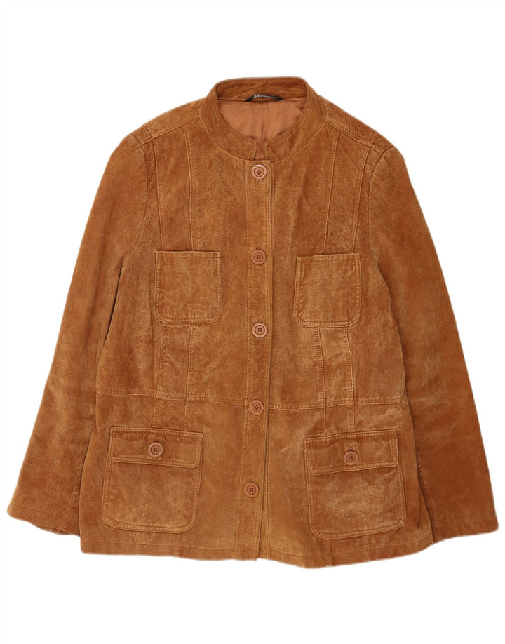 Giacca in pelle scamosciata oversize da donna Essence UK 16 grande marrone