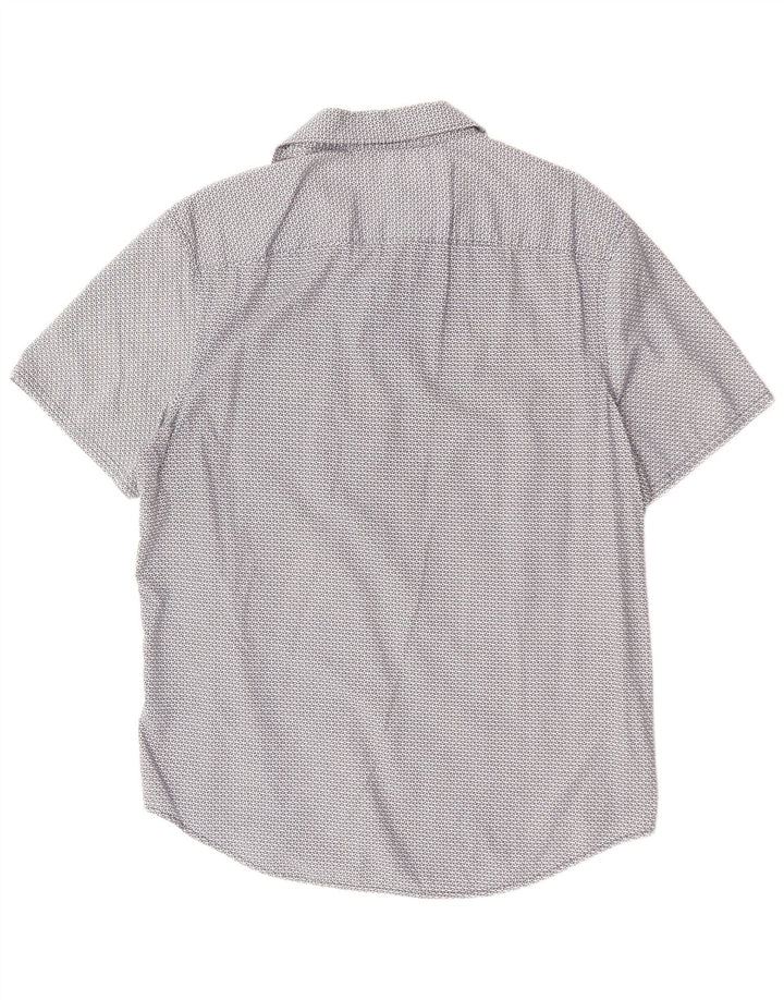 PENGUIN Camicia a maniche corte slim fit Heritage da uomo grande blu geometrico