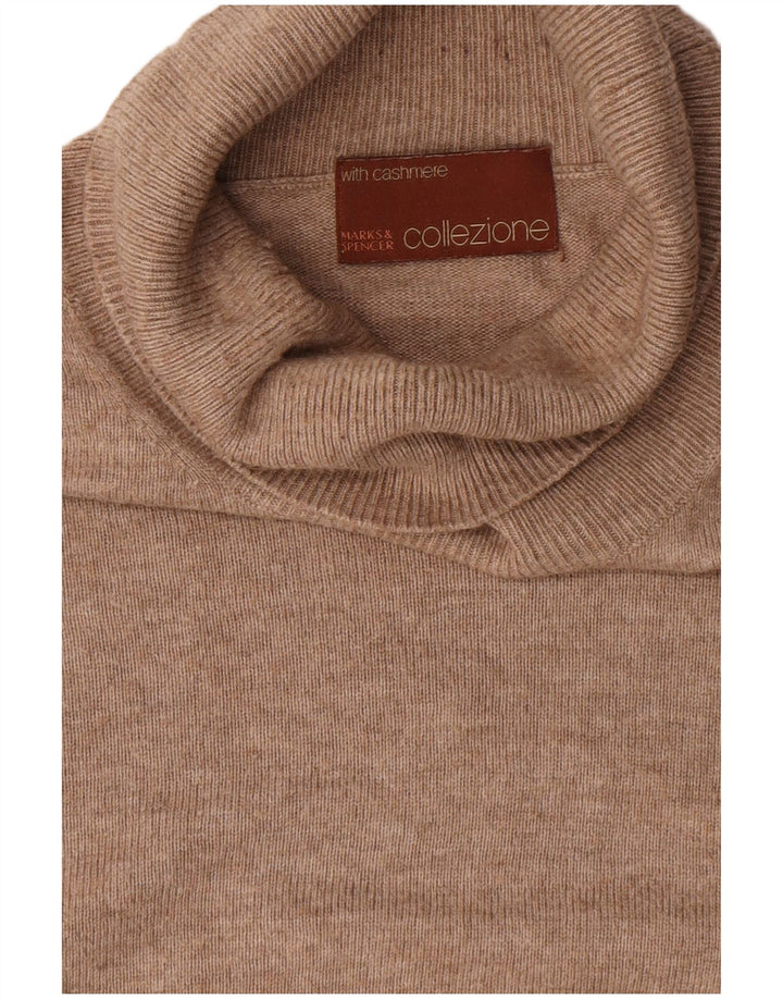 Maglione maglione a collo alto da uomo Marks & Spencer XL in viscosa beige
