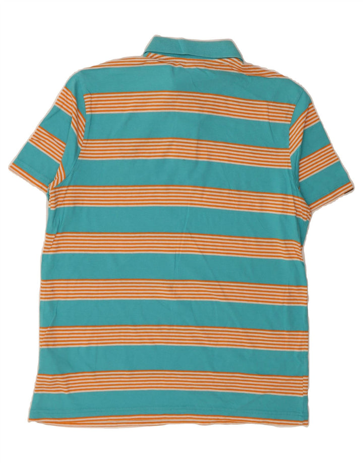 PUMA Mens Polo Shirt Medium Blue Striped Cotton Vintage Puma and Second-Hand Puma from Messina Hembry 