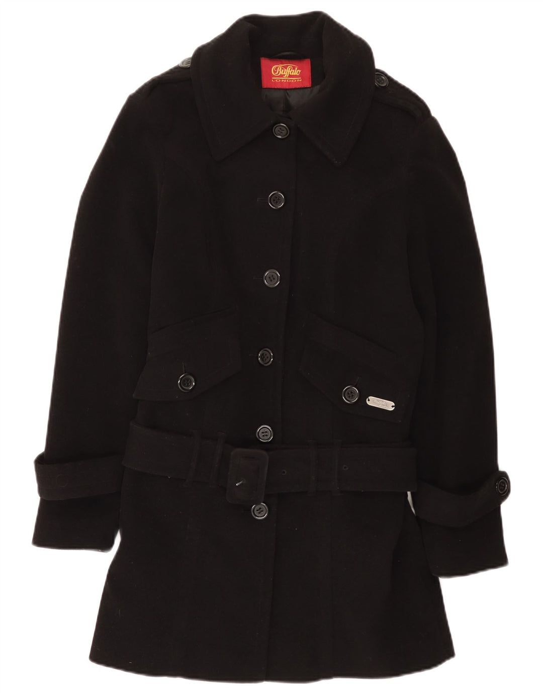 Soprabito con cintura da donna Buffalo UK 10 piccolo poliestere nero