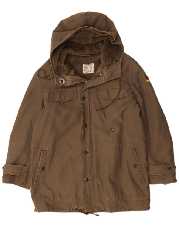 Giacca parka militare con cappuccio da uomo VINTAGE UK 40 grande grigio