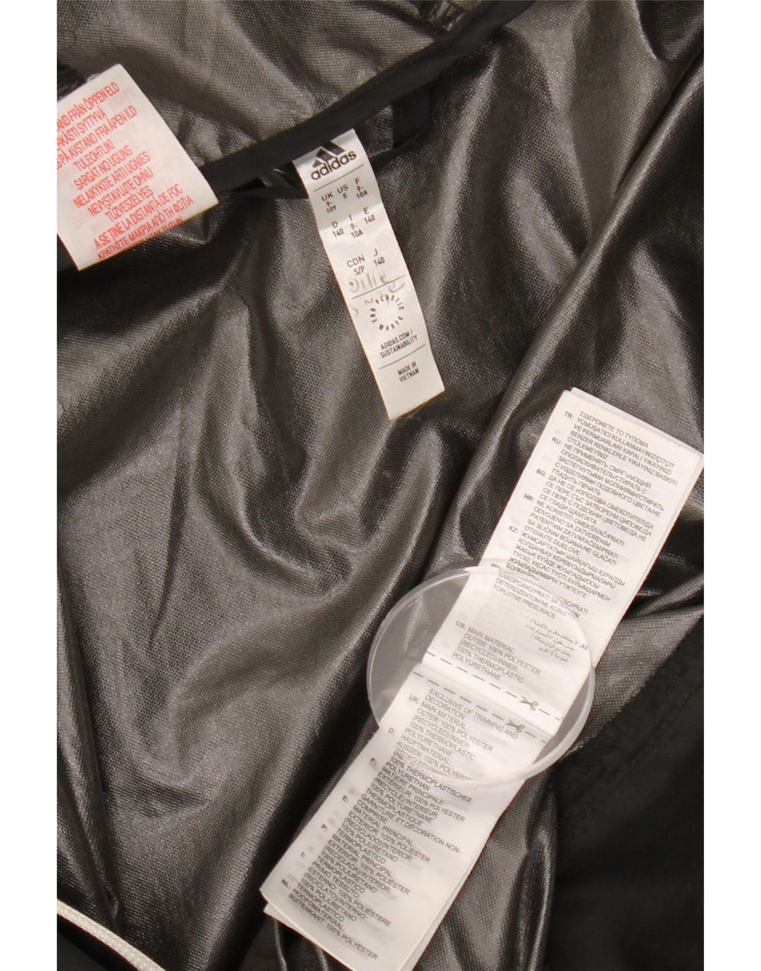 Giacca a vento con cappuccio ADIDAS da ragazzo 9-10 anni in poliestere nero