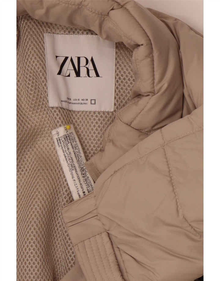 Zara Giacca imbottita con cappuccio da uomo UK 36 Small Beige Poliestere