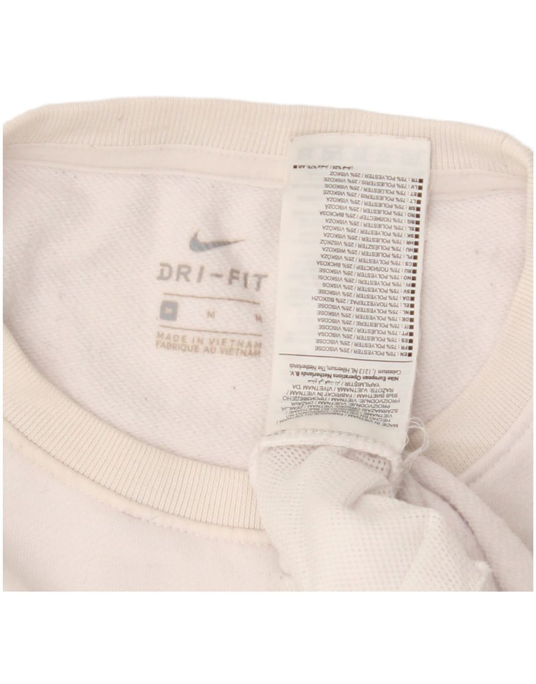 Felpa con grafica Nike da donna, maglione UK 14, poliestere bianco medio