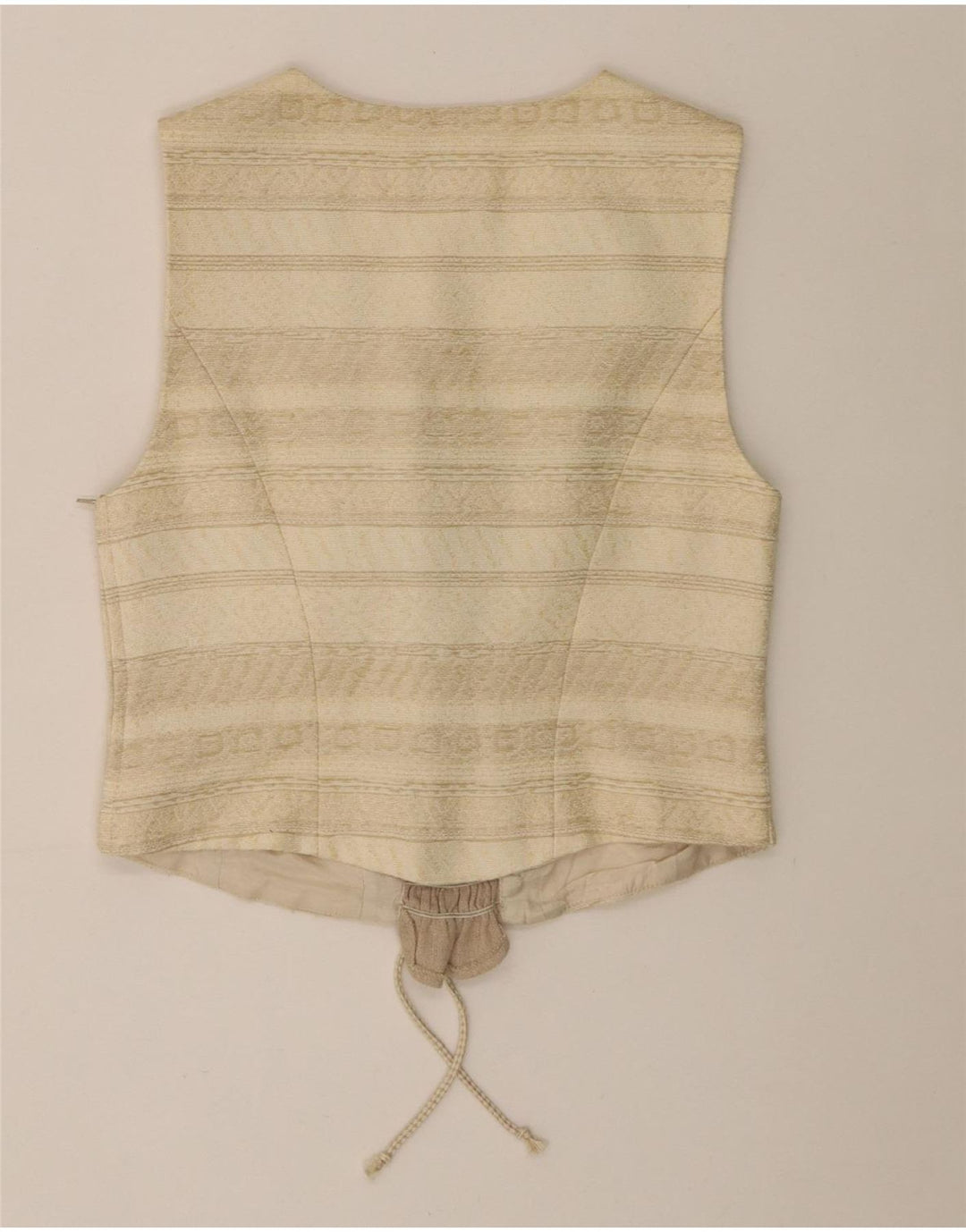 Top corto da donna vintage UK 12 Acetato a righe beige medio