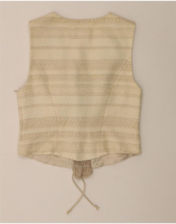 Top corto da donna vintage UK 12 Acetato a righe beige medio