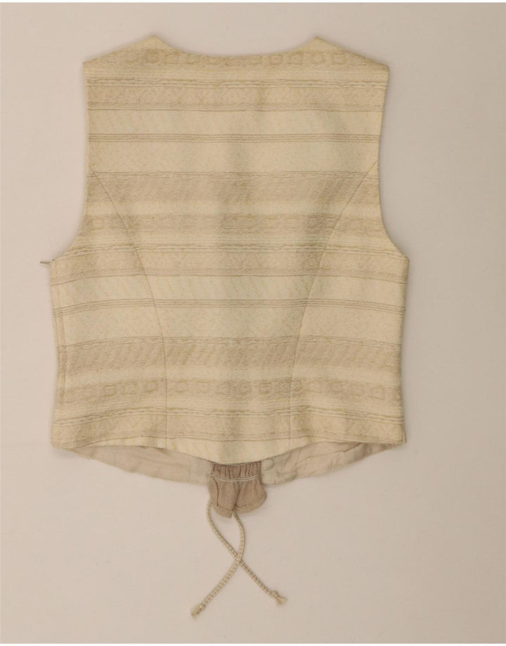 Top corto da donna vintage UK 12 Acetato a righe beige medio