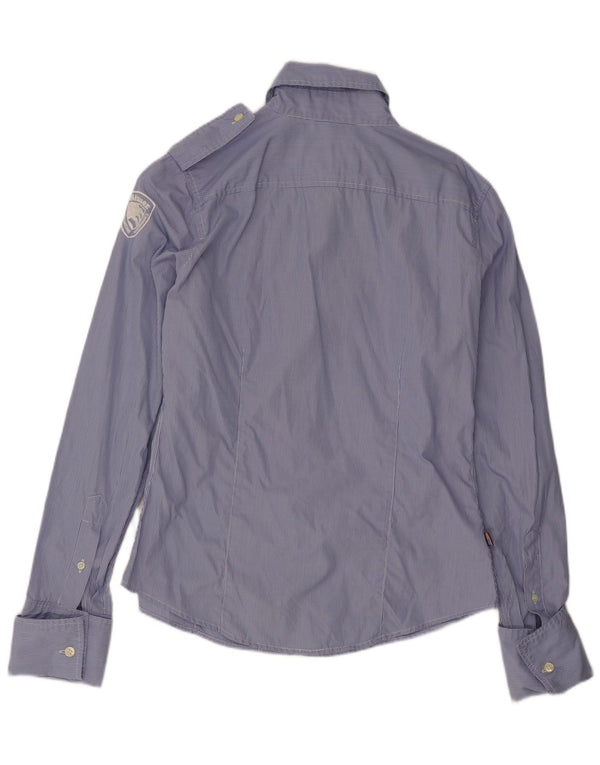 Camicia formale militare da donna Blauer UK 16 grande cotone gessato blu