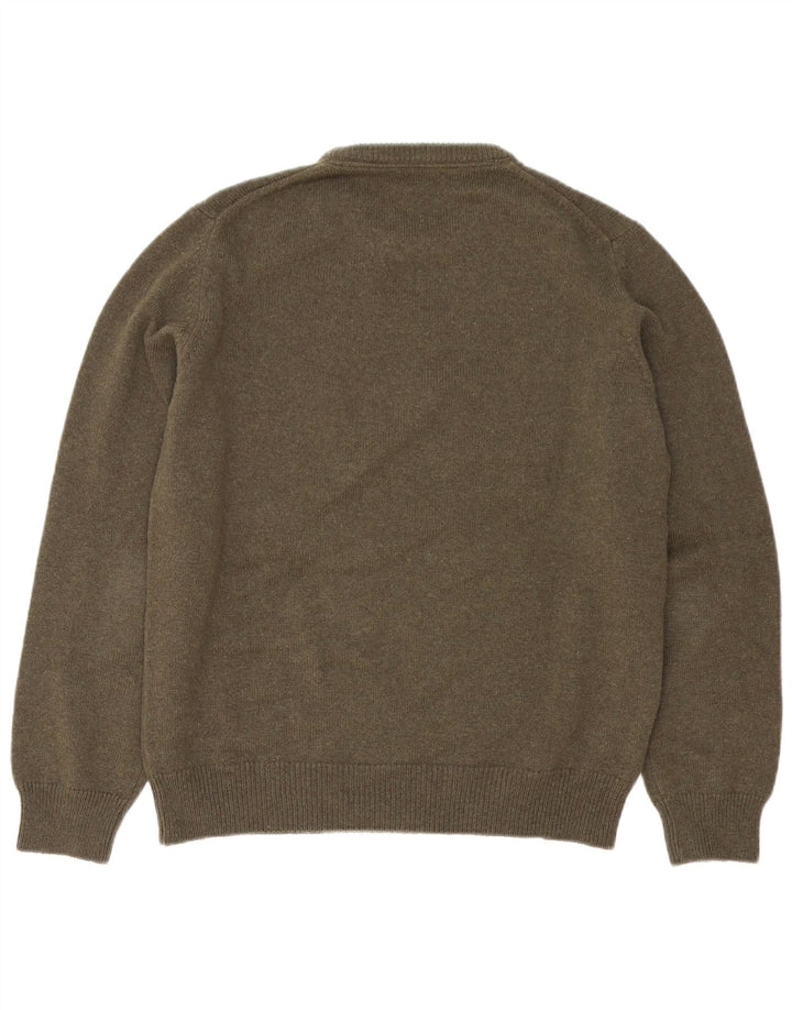 Maglione da uomo girocollo Henry Cottons grande in lana vergine kaki
