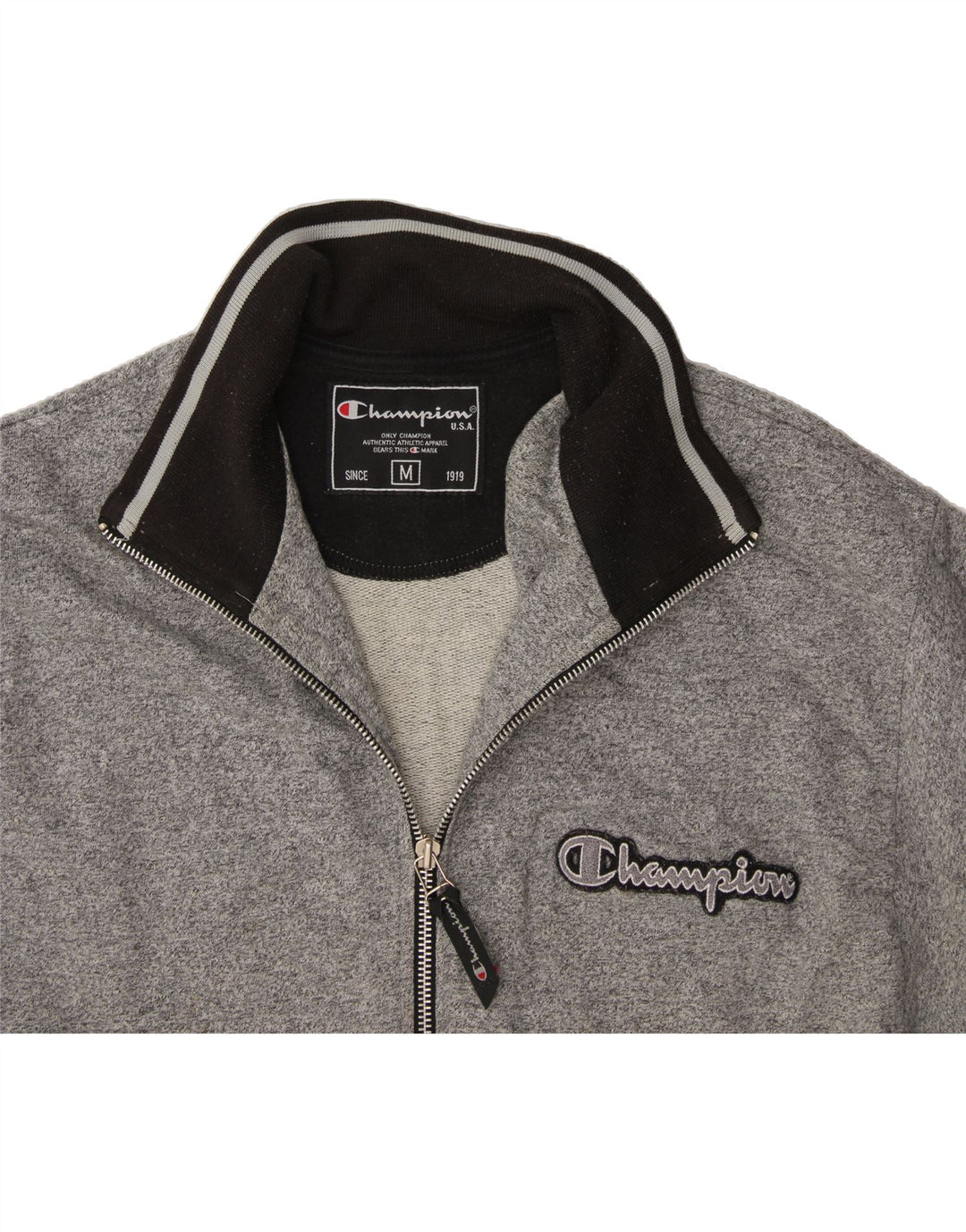 CHAMPION Mens Graphic Tracksuit Top Jacket Medium Grey Colourblock Cotton Vintage Champion and Second-Hand Champion from Messina Hembry 