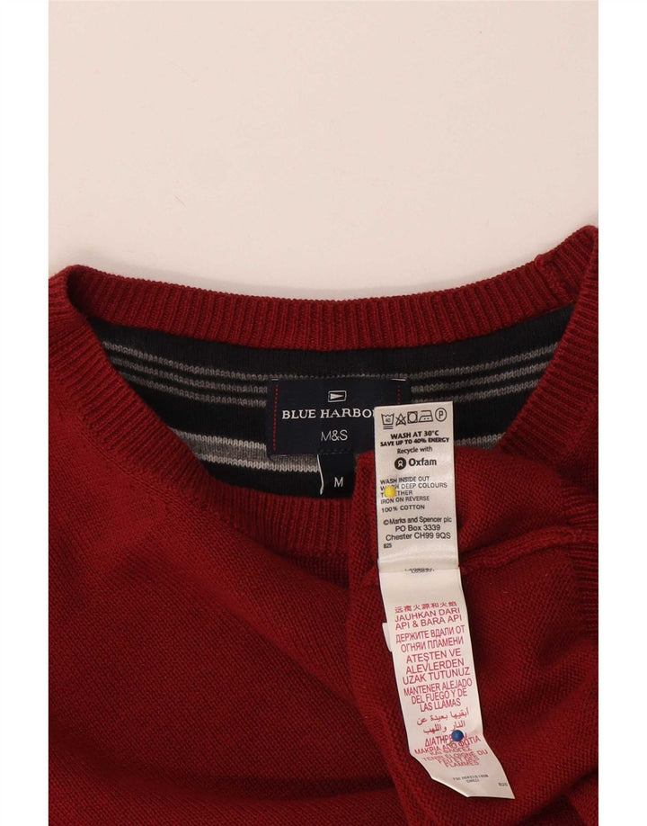 Maglione maglione girocollo da uomo Marks & Spencer blu Harbour rosso medio