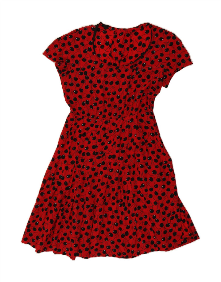 VINTAGE Womens Abstract Pattern A-Line Dress UK 12 Medium Red Vintage Vintage and Second-Hand Vintage from Messina Hembry 