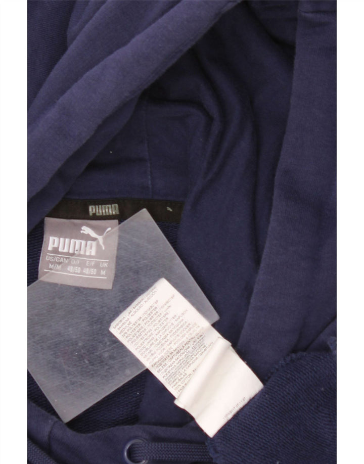 PUMA Felpa con cappuccio grafica da uomo in cotone medio blu navy