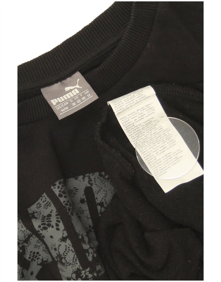 Felpa grafica da donna Puma Jumper UK 12 Medium Black Cotton