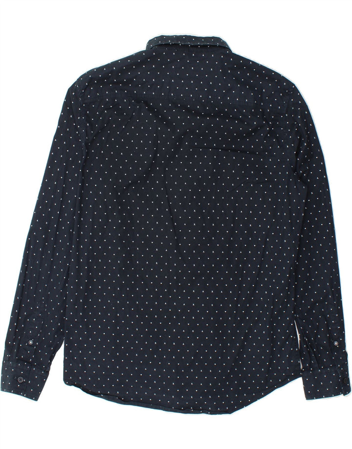 ARMANI EXCHANGE Mens Graphic Slim Shirt Medium Navy Blue Cotton Vintage Armani Exchange and Second-Hand Armani Exchange from Messina Hembry 