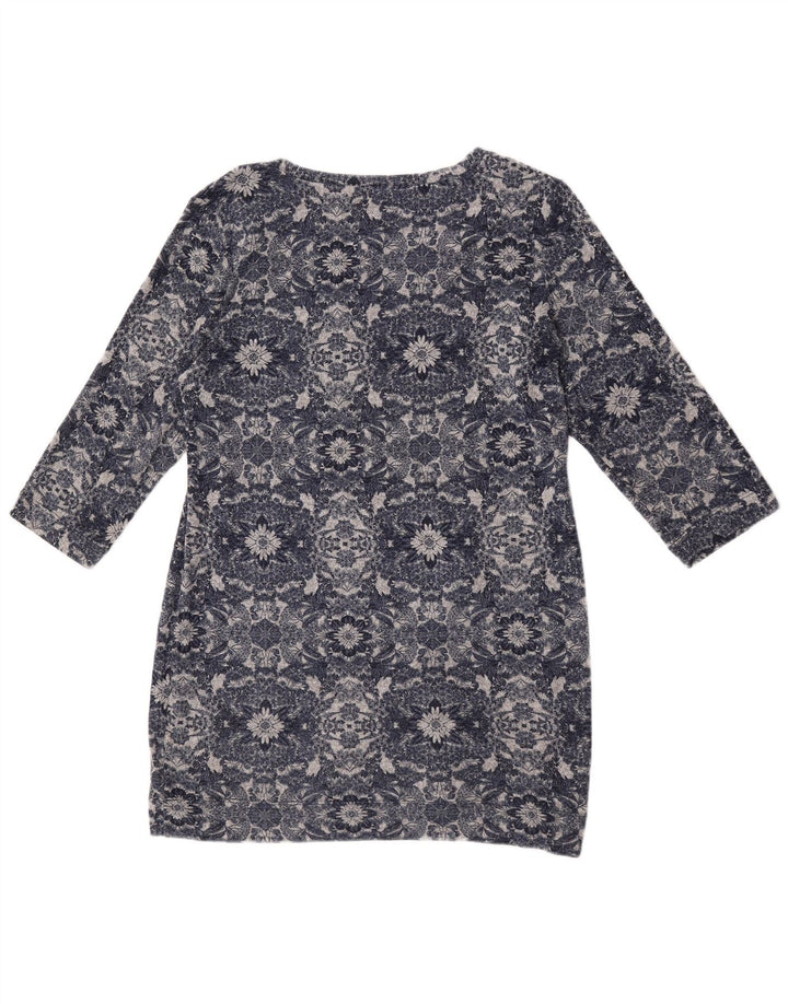 Top tunica manica 3/4 da donna Marks & Spencer UK 14 Grigio medio floreale