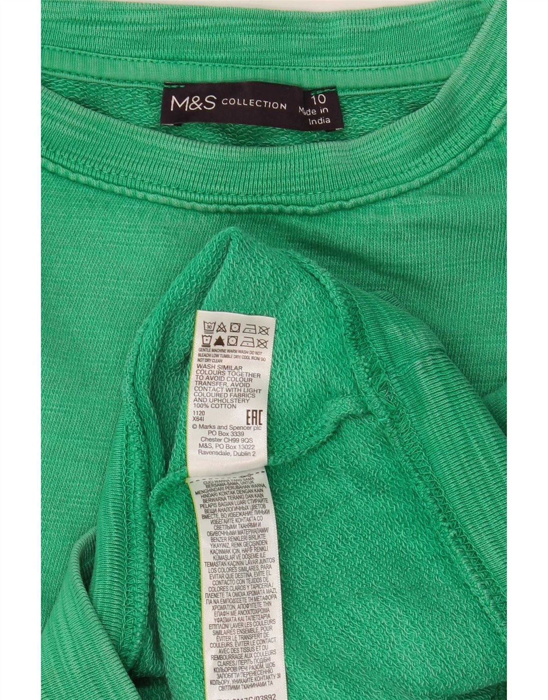 Felpa oversize da donna Marks & Spencer UK 10 piccola in cotone verde