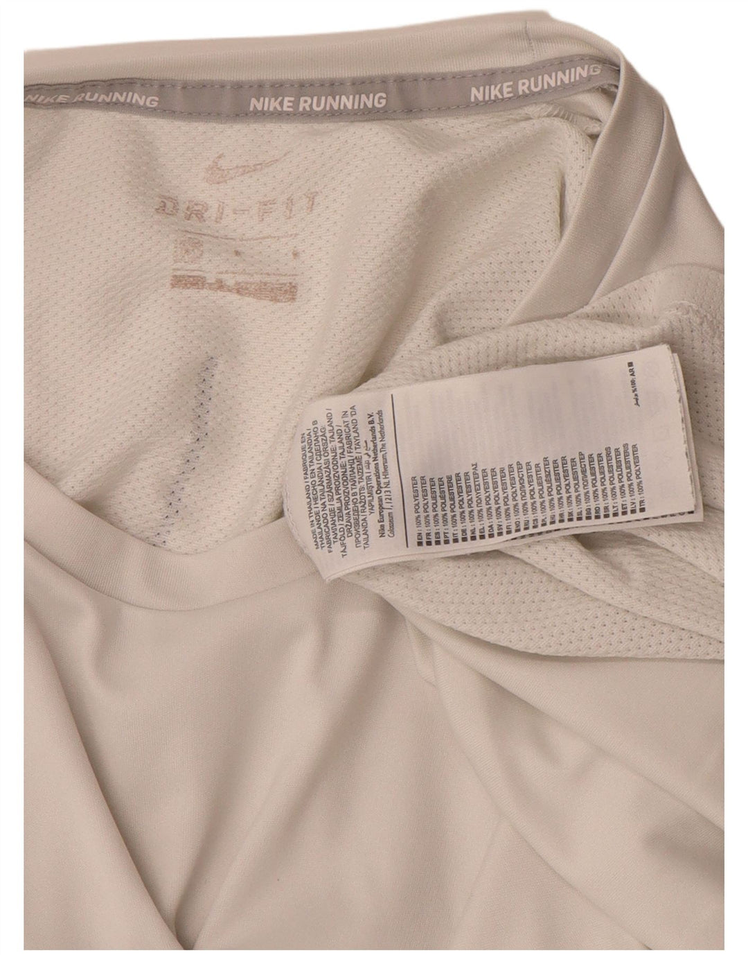 T-shirt grafica Nike Dri Fit da uomo, parte superiore in poliestere bianco medio