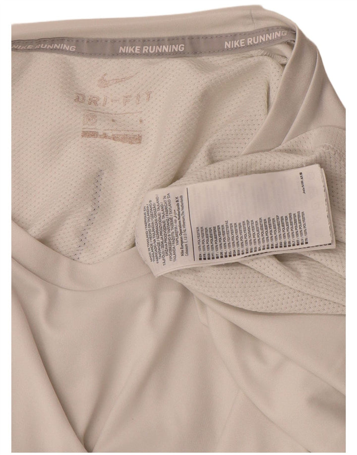 T-shirt grafica Nike Dri Fit da uomo, parte superiore in poliestere bianco medio