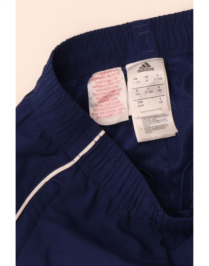 Pantaloni della tuta da ragazzo ADIDAS 11-12 anni in poliestere blu navy