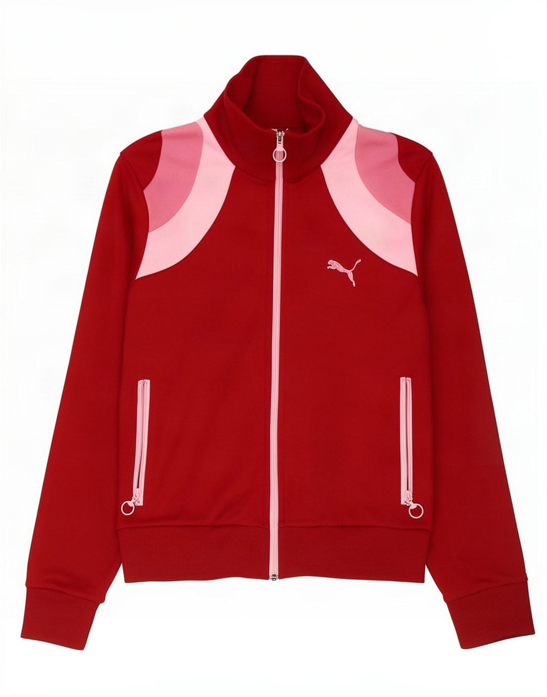 Giacca da tuta da donna Puma UK 12 Medium Red Colourblock Poliestere