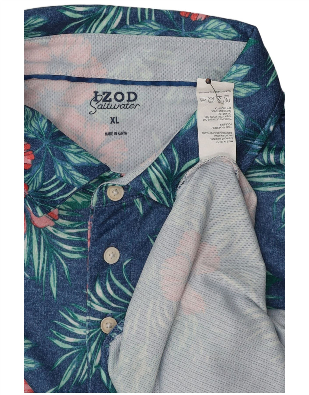 Polo da uomo IZOD per acqua salata XL poliestere floreale blu