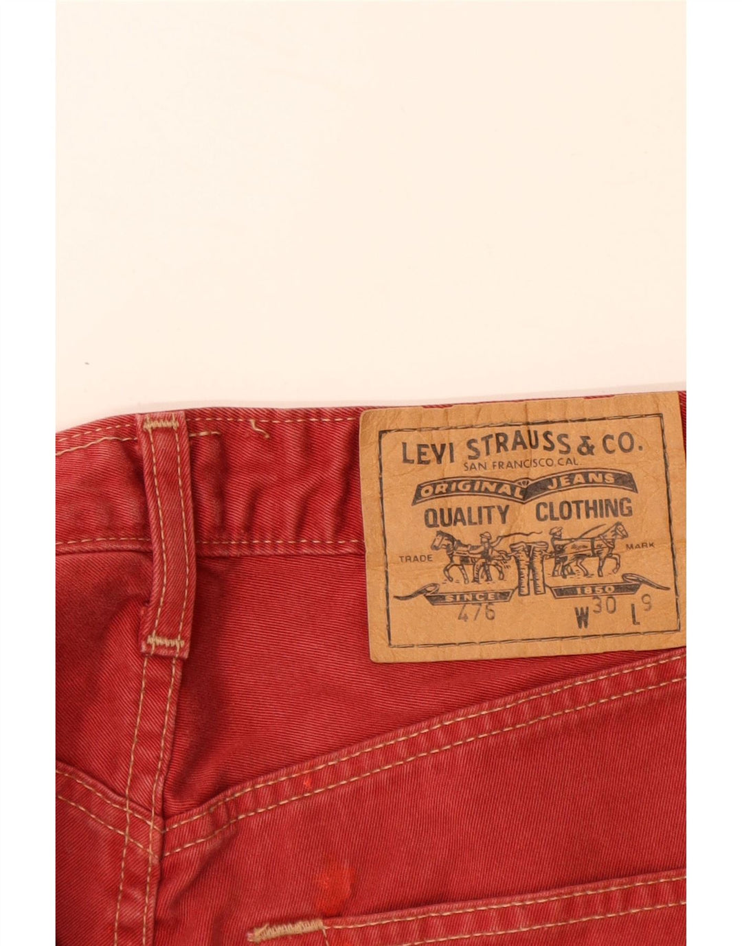 LEVI'S Pantaloncini di jeans 476 da uomo W30 Cotone rosso medio